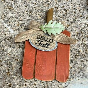 Fall wood pumpkin decoration